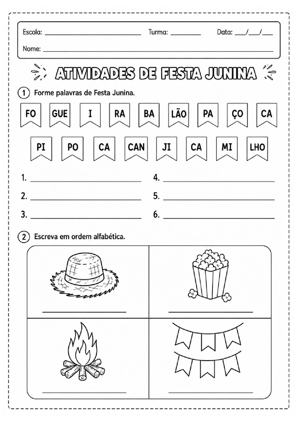 Atividades de Festa Junina 3º Ano Português para Imprimir — p3 | Achei PDF (acheipdf.com)
