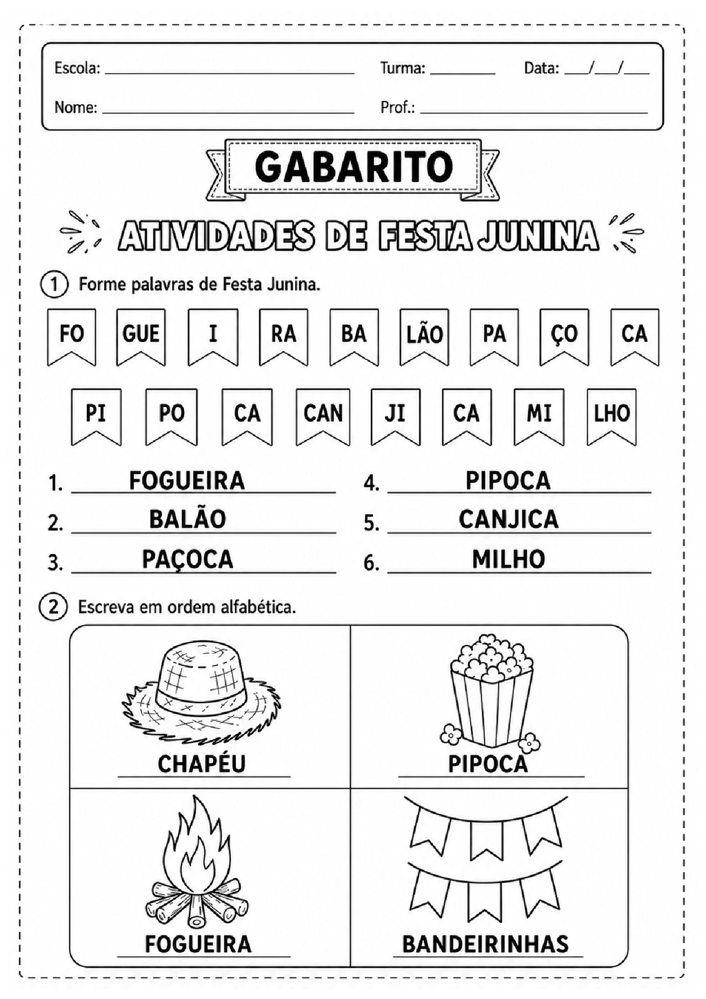 Atividades de Festa Junina 3º Ano Português para Imprimir — p4 | Achei PDF (acheipdf.com)