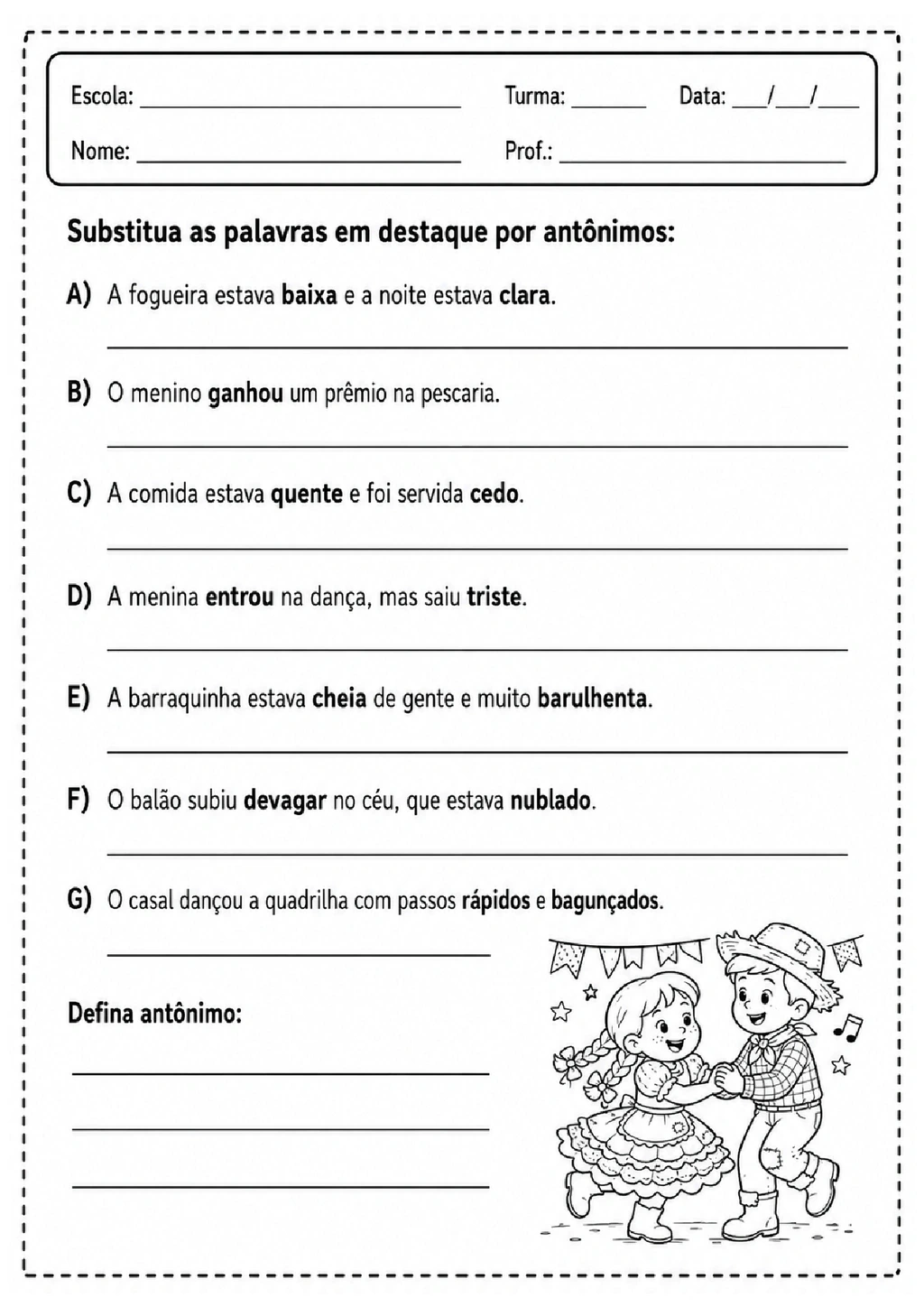 Atividades de Festa Junina 3º Ano Português para Imprimir — p5 | Achei PDF (acheipdf.com)