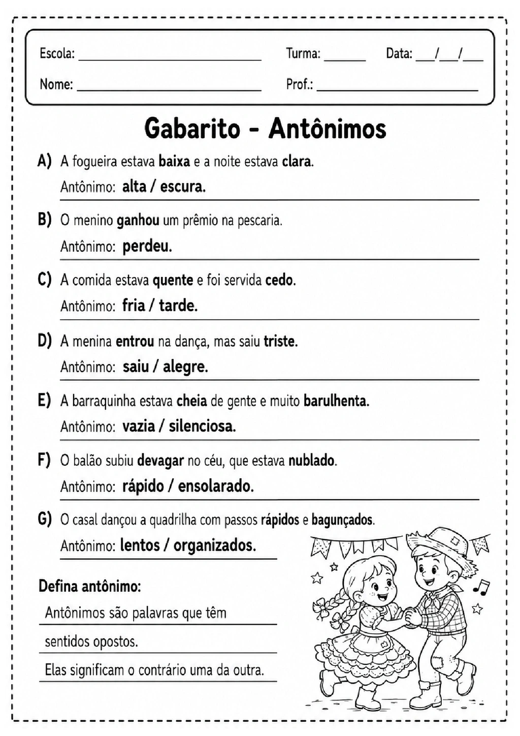 Atividades de Festa Junina 3º Ano Português para Imprimir — p6 | Achei PDF (acheipdf.com)