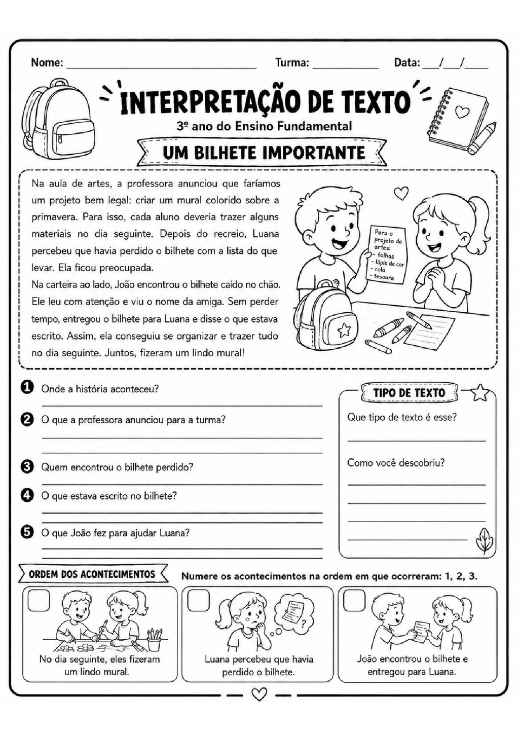 Atividades de Interpretação de Texto 3º Ano para Imprimir — p4 | Achei PDF (acheipdf.com)