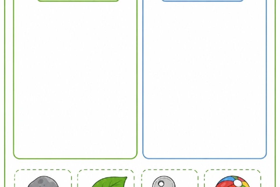 Atividade com objetos para classificar entre os grupos afunda e boia.