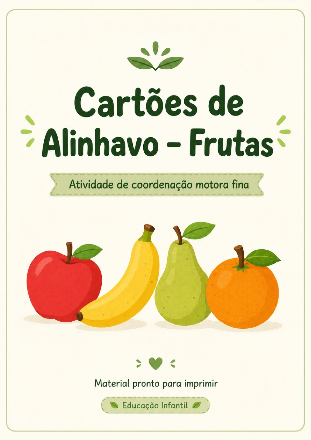 Cartões de Alinhavo com Frutas para Imprimir (PDF)