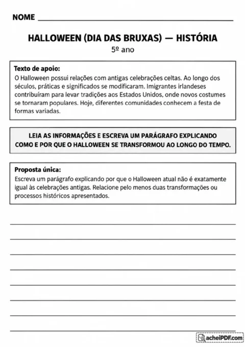 Caixas de texto sobre celebrações celtas, imigrantes irlandeses e Estados Unidos.
